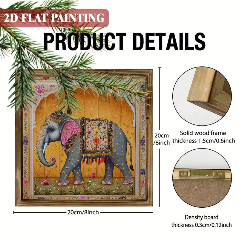 Indian-Style Elephant Floral Wooden Wall Art