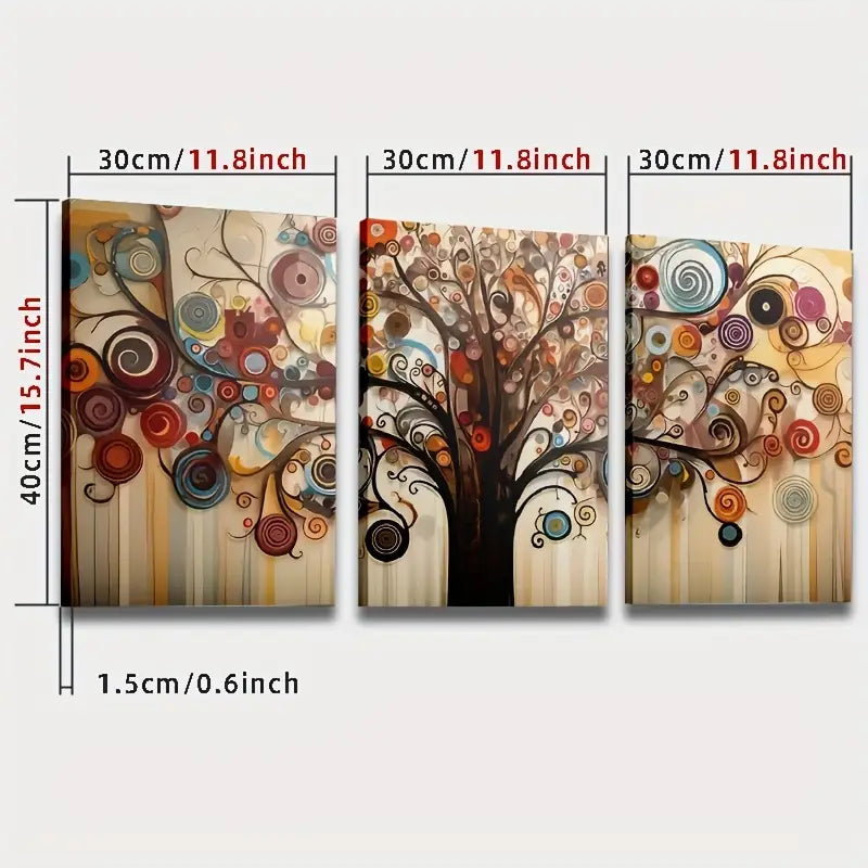 Three framed canvas paintings