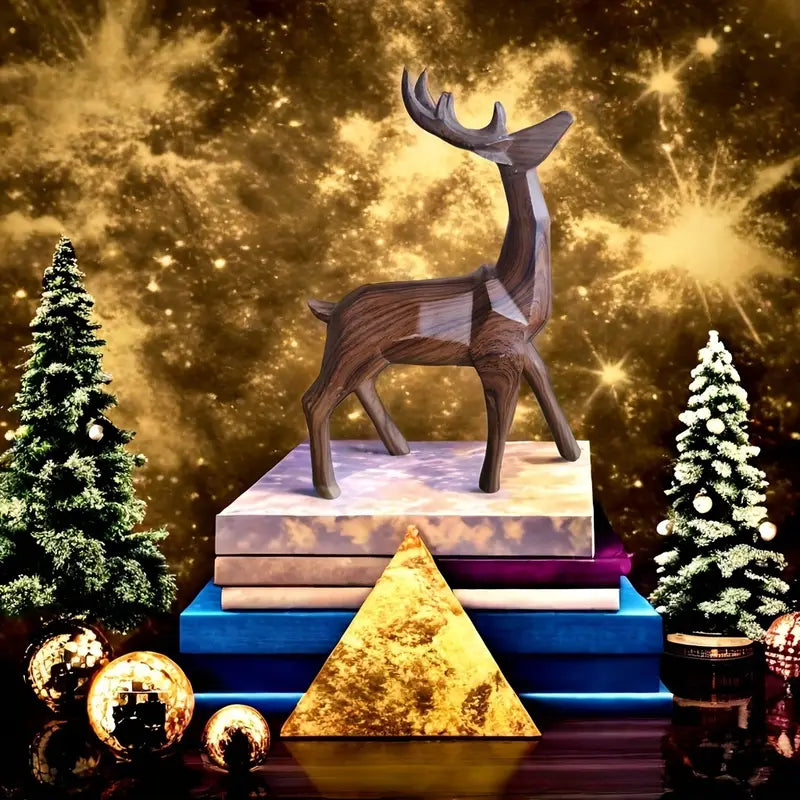 Antique Wood Grain Resin Deer Statue