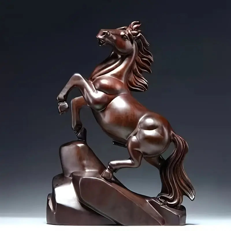 Handcrafted Wood Horse Statue