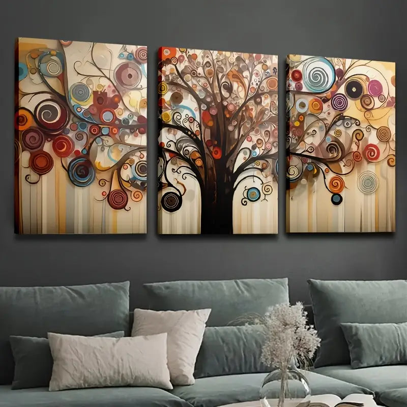Three framed canvas paintings