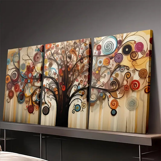 Three framed canvas paintings