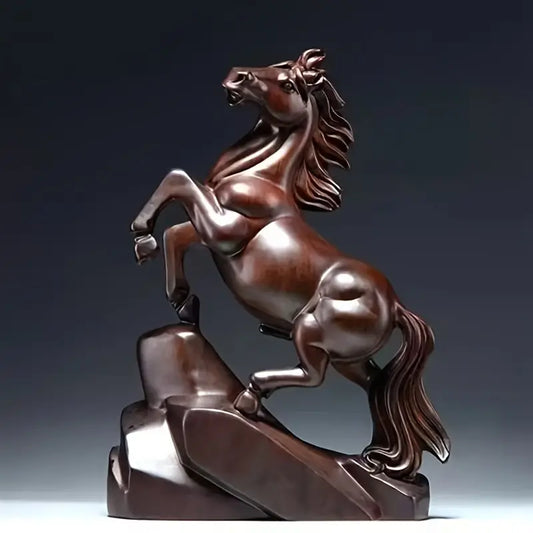 Handcrafted Wood Horse Statue